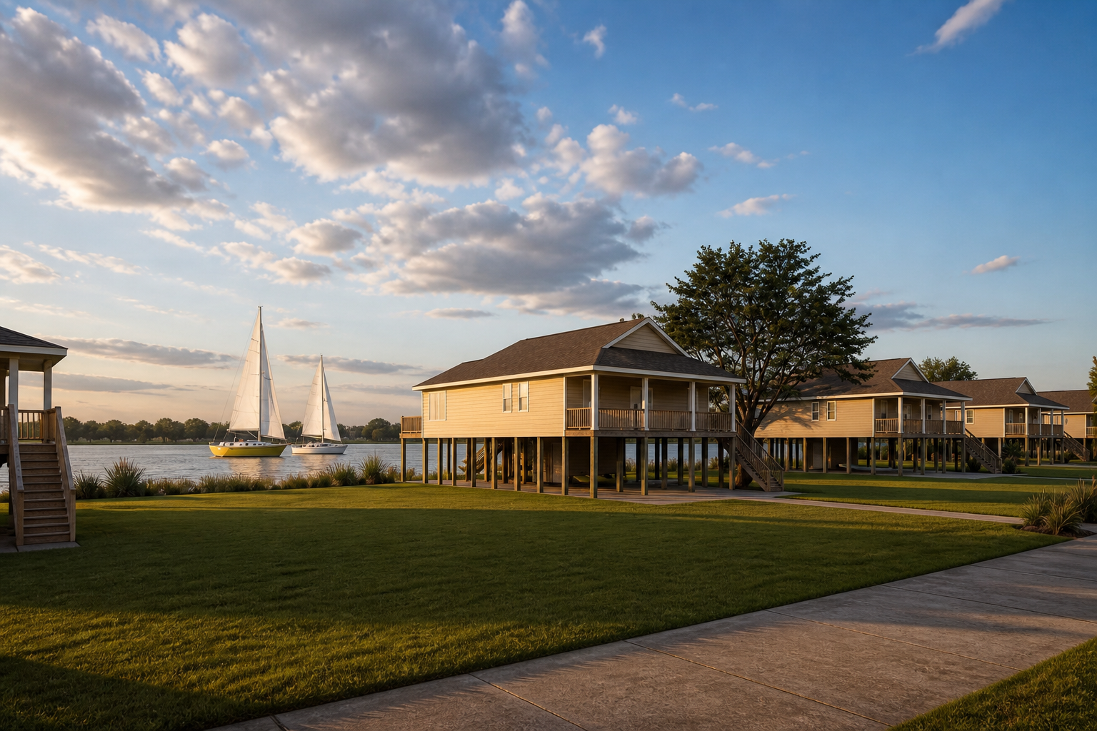 Homes near the public boat ramp and waterfront park